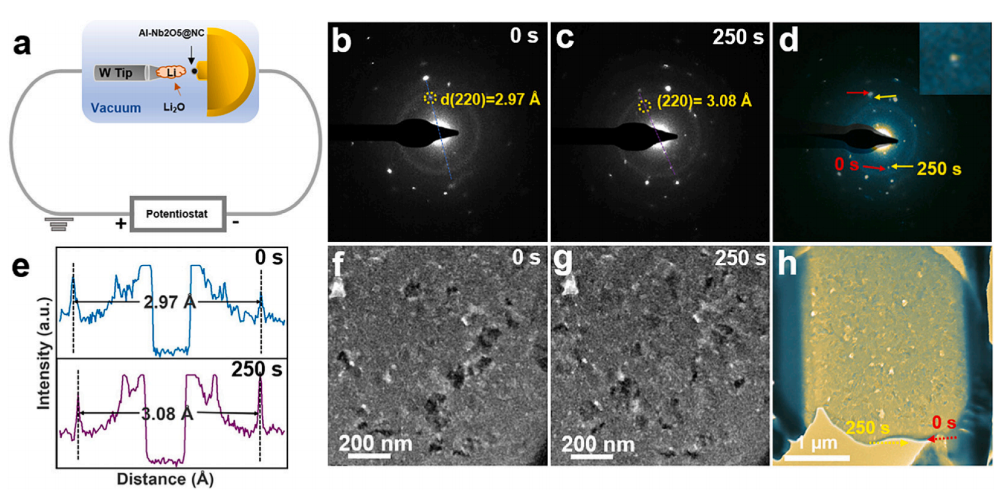 Al-Nb2O5@NC在鋰化過程中的形貌和微觀結(jié)構(gòu)演變 Al-Nb2O5@NC在鋰化過程中的形貌和微觀結(jié)構(gòu)演變