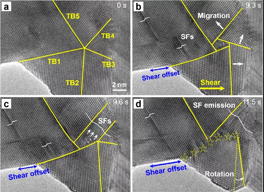 浙江大學(xué)使用原位電鏡技術(shù)揭示五重孿晶的內(nèi)在變形機制(圖2)